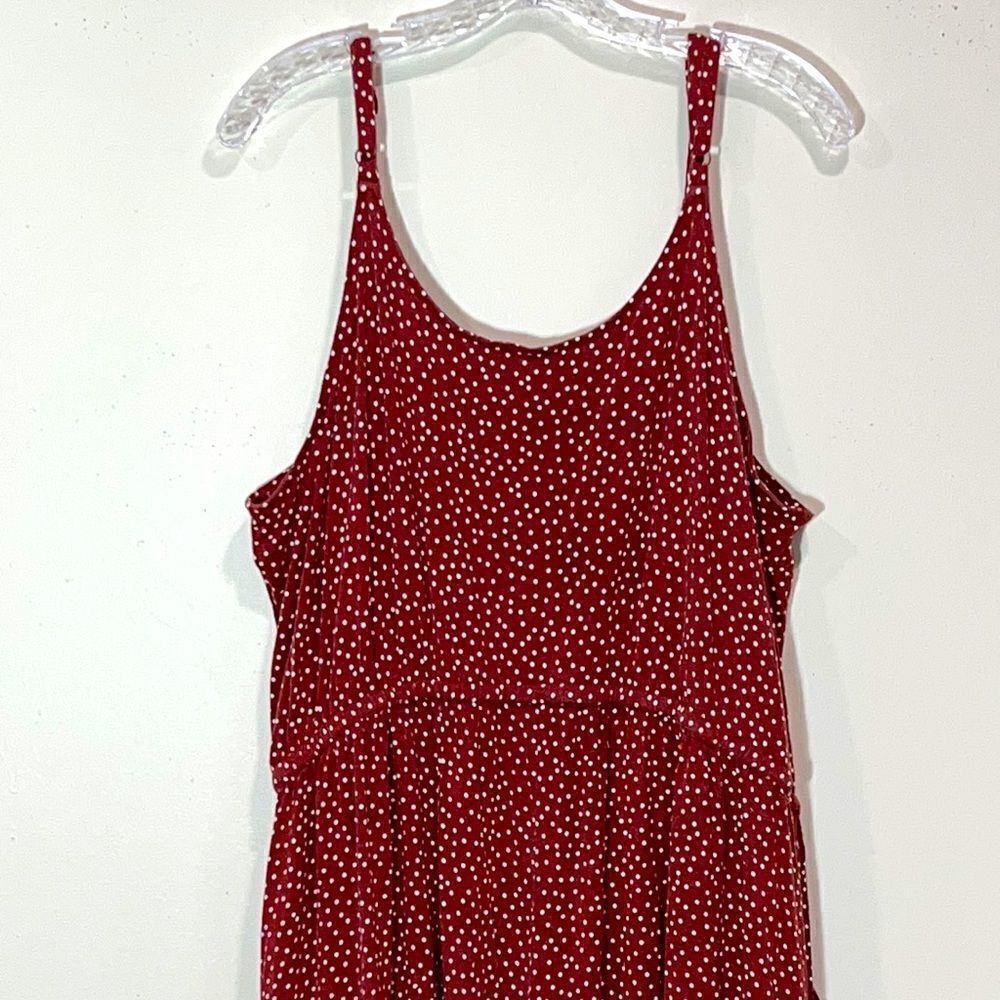 Burgundy Torrid Polka Dot Cinched Waist Jumper. Size 2 (2X/18-20) - Picture 5 of 8